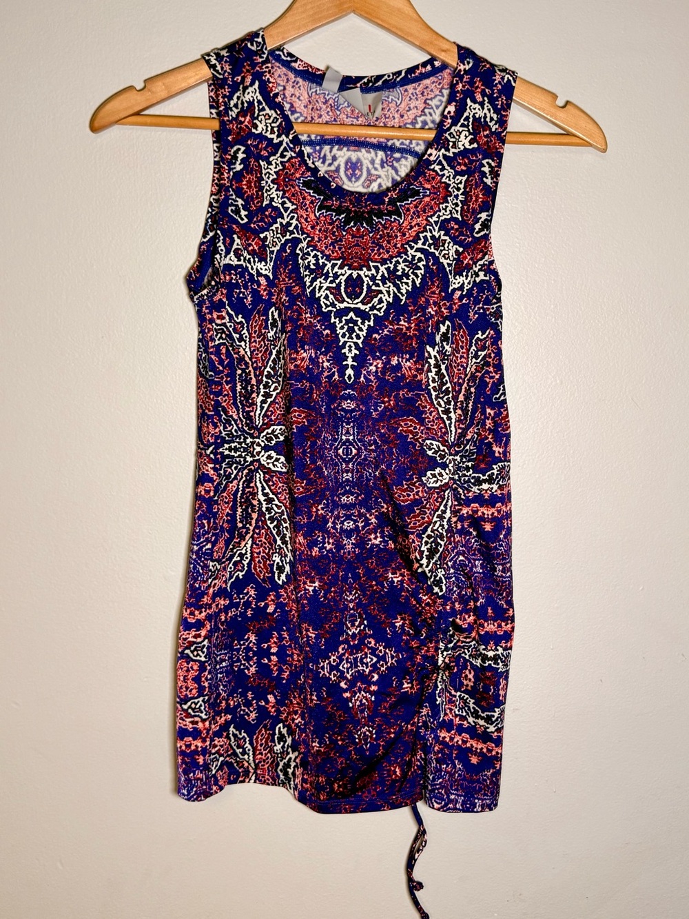 Athleta Aqualuxe Printed Rashguard Tank XS Paisley Ruched Swim Top